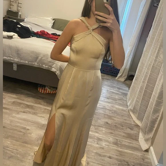 Azazie size A0 champagne maxi dress - Picture 2 of 3